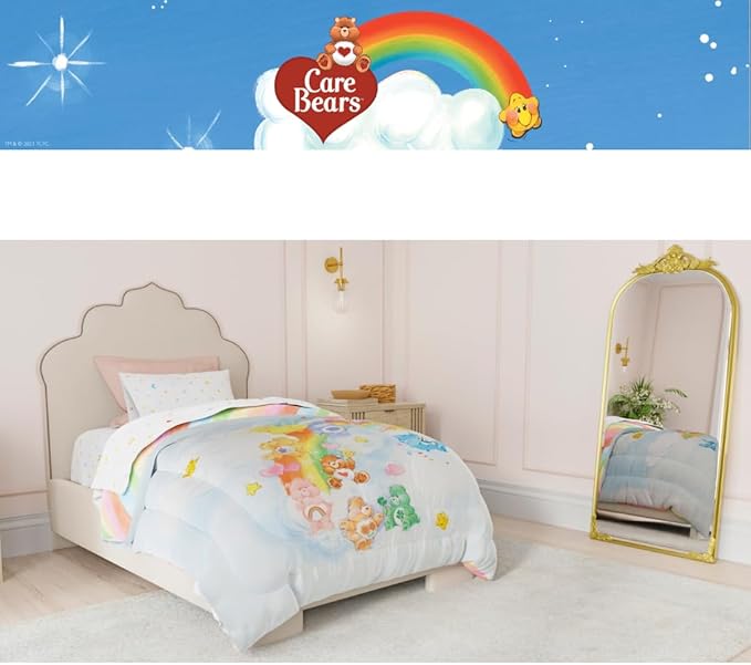 Care Bears Classic Super Soft Cozy Reversible Microfiber Comforter and Sheet Set, 5 Piece Full Size, (Official Licensed Product) by Franco Collectibles