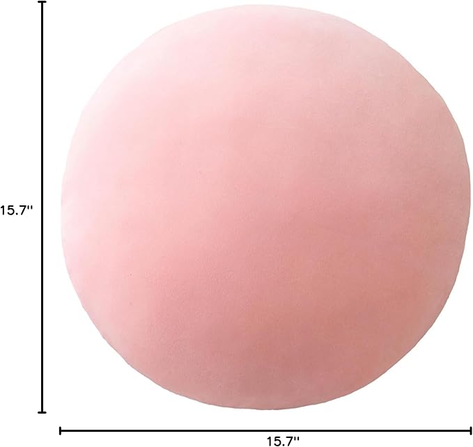 MOJUN Round Throw Pillow, 15.7" Soft Solid Color Round Sofa Lumbar Pillow Floor Pillow Home Decorative Pillow Cushion for Couch Car Living Room Bedroom, Pink
