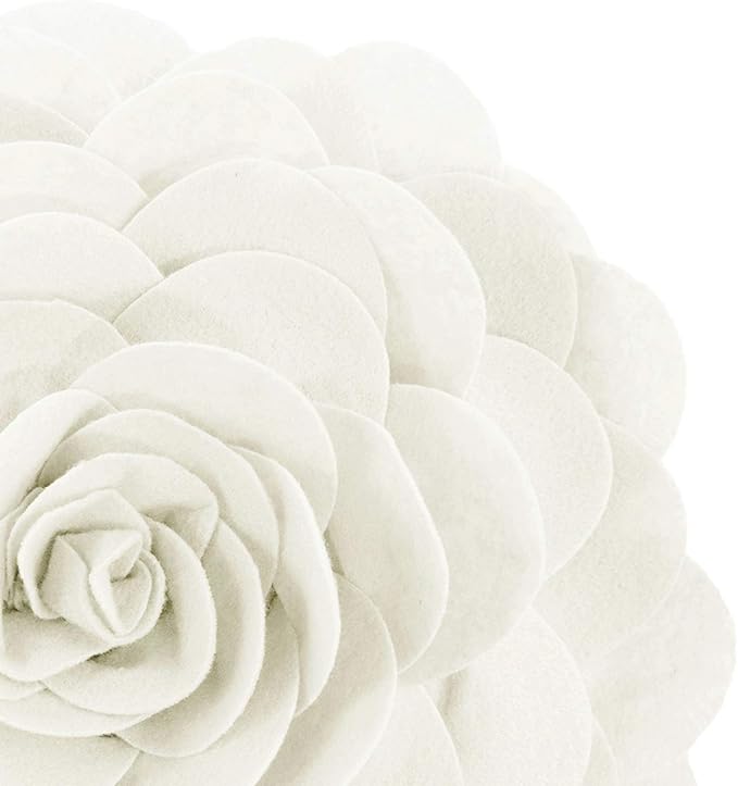 Fennco Styles Eva's Flower Garden Decorative Filled Throw Pillow 13" Round - Ivory Floral Accent Pillow for Home, Couch, Bed, Living Room, Holiday and Office Décor