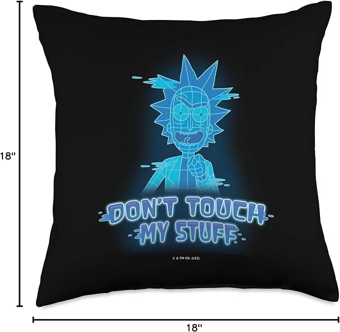 Rick and Morty Rick says Don't Touch My Stuff Throw Pillow