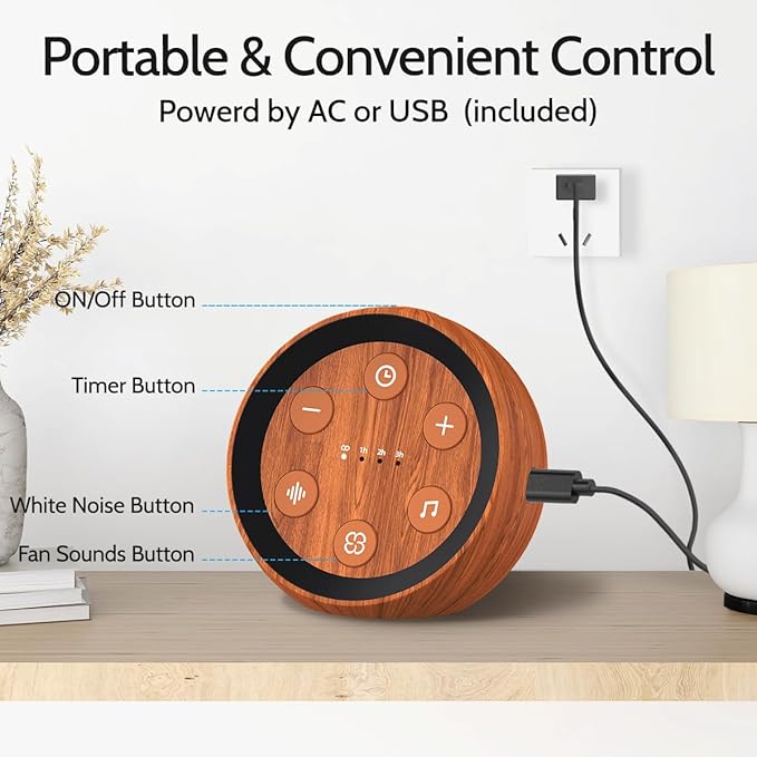 White Noise Sound Machine with 32 Calming Sounds 32 Volume Levels Pink Brown Noise Machine for Baby Kid Adult with 4 Timer Plug-in Noise Canceling Machine for Travel Office Privacy
