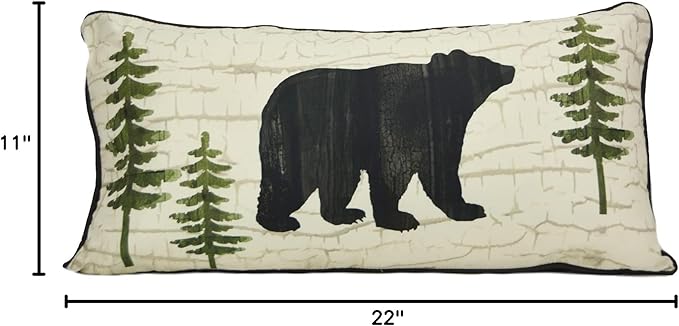 Donna Sharp Throw Pillow - Painted Bear Lodge Decorative Throw Pillow with Bear Pattern - Rectangle