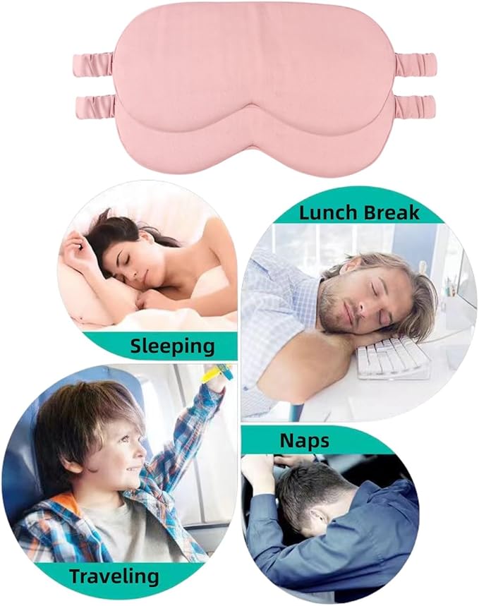 HBHLFZ Sleep Mask 2 Pack - Bamboo Viscose Fiber Sleeping Eye Mask - with Elastic Band/Headband - Comfort Sleeping Shade - for Nighttime Sleeping, Traveling & Napping(Pink)