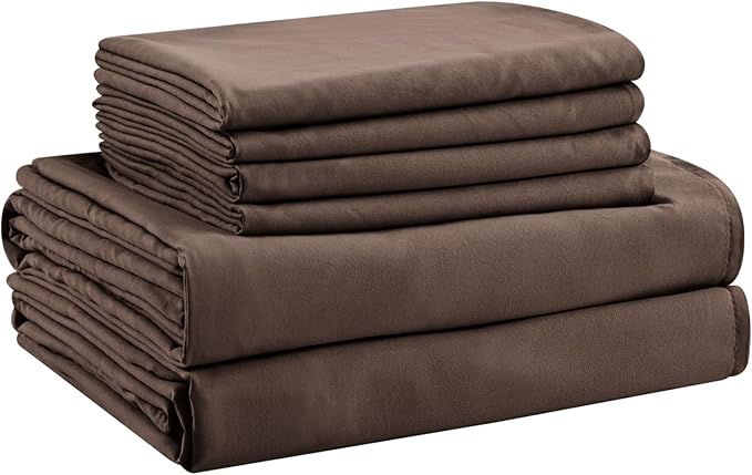 Cal King Size Sheets Set - 6 Piece Luxuriously Soft & Cooling Sheets Cal King Size - Ultra Soft 16" Deep Pocket Cal King Sheet Set - Fitted Sheet & Pillowcase Sets (Cal King Dark Brown)