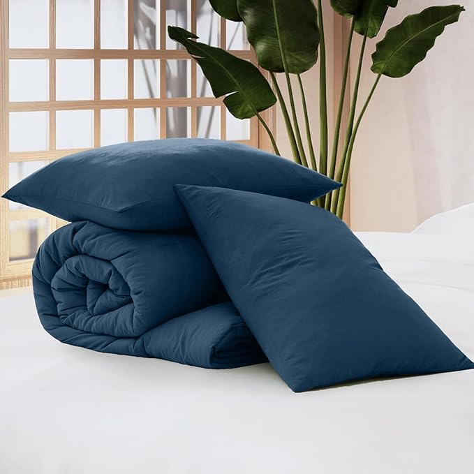 WRENSONGE Queen Comforter Sets - 3 Pieces Prewashed Serenity Blue Comforter Soft Lightweight for All Seasons,Down Alternative Comforters Queen Size with 2 Pillow Shams