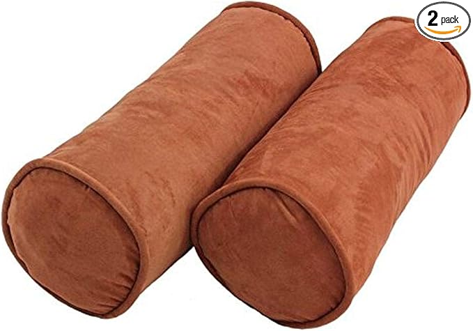 Blazing Needles Corded Microsuede Throw Pillows (Set of 2), 20" x 8", Spice