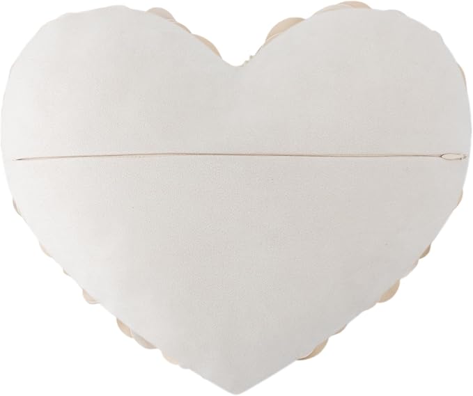 JWH Valentine's Day Throw Pillow Covers Decorative Flower Accent Pillow Cases Heart Shaped Cushion for Couch Living Room Bed Chair 14 x 16 Inches Creamy White