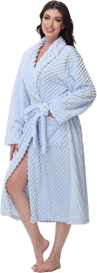 Yurhap Premium Robes for Women - Super Soft Cozy Fleece Womens Robe Plush Long Bathrobe