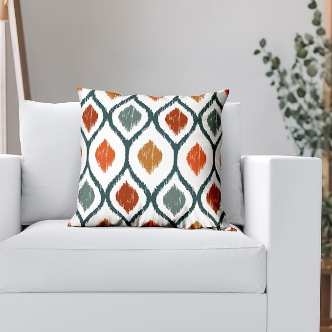 Americanflat 20x20 Throw Pillow with Sewn-in Insert - All-in-One Decorative Pillows - No Cover Needed - Soft and Durable Cushion for Bed or Sofa - Polyester - Deep Teal, Orange, Yellow and White