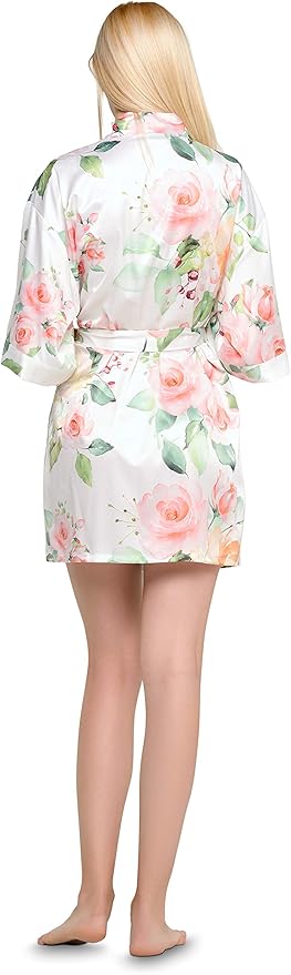 Turquaz Women's Bride Bridesmaids Silky Robe Satin Kimono Robes for Women Lingerie