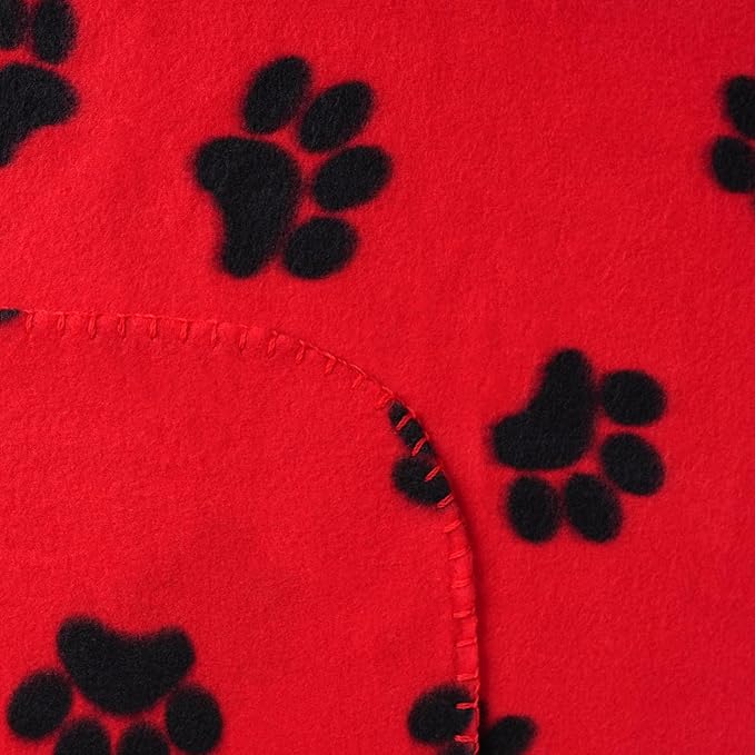ZYFZCYBL Fleece Throw Blankets Lightweight Warm Soft Cozy Pet-Friendly Bulk Fleece Throw Blanket Solid for Home Bed, Sofa,Office,Gifts, Couch (Pack of 6-50 x 60 inch,Red Black Paw Print)