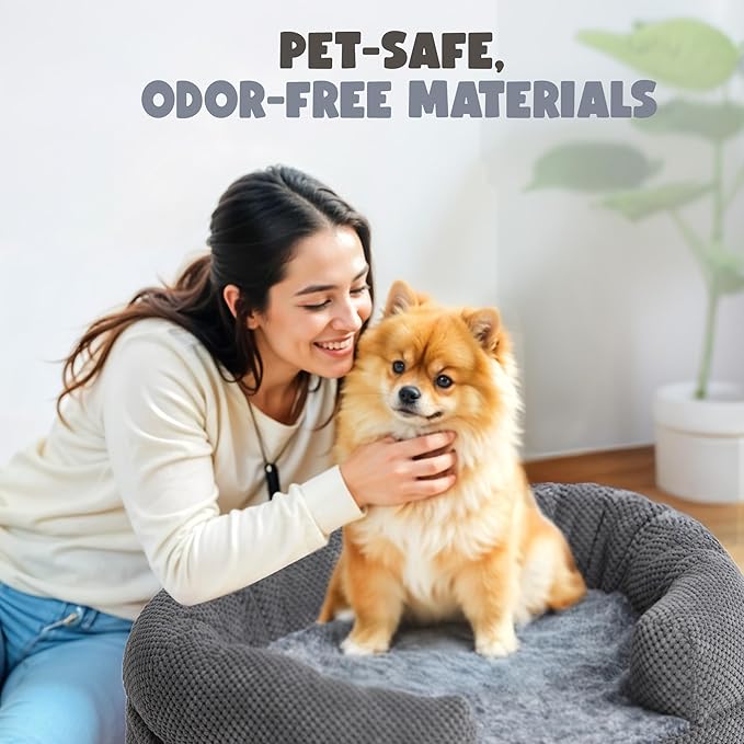 Bolster Dog Bed, Extra Thick 4.7 Inch Large Orthopedic Dog Bed with Memory Foam, Pet Couch Bed with Supportive Structure, Removable Washable Cover, Durable and Stylish Dog Bed for Large Dogs
