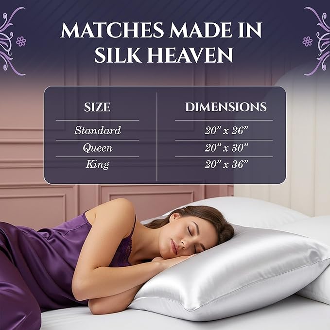 DECOLURE 100% Pure Mulberry Silk Pillow Case Standard Size – Highest Grade 30 Momme 6A+, Luxuriously Soft & Cooling Silk Pillowcase for Hair & Skin, Hypoallergenic, Breathable, Hidden Zipper (White)