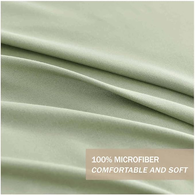 Nanko Queen Size Comforter Set Sage Green, All Season Soft Reversible Down Alternative Quilted Duvet Insert, Microfiber Filling, Luxury Quality Bedding Sets in a Bag for Women Men 88 x 90 Bed Sets