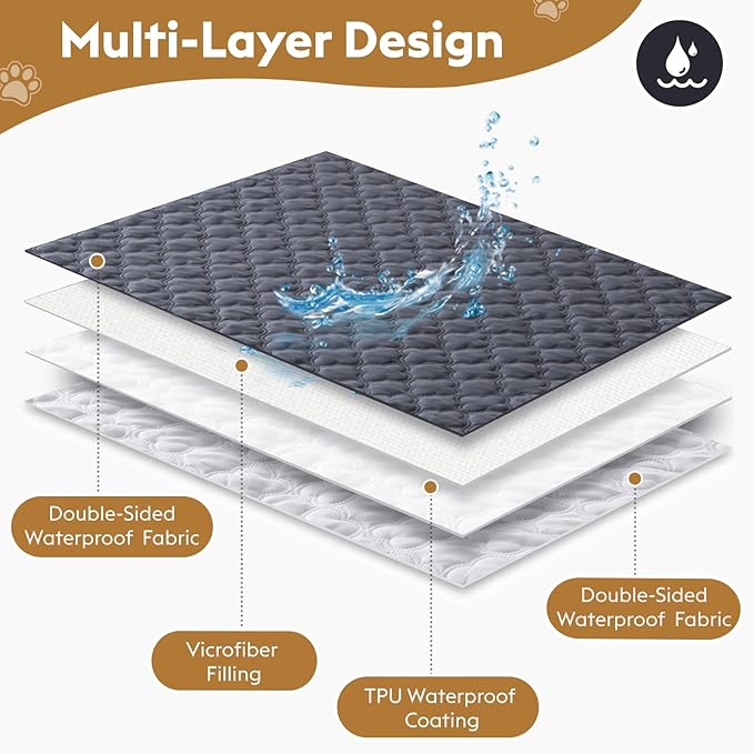 Waterproof Dog Blanket, Couch Cover for Dogs Washable, Reversible Dog Bed Cover.(Dark&Light Grey, 82 X 102 Inch - 1 Pack)