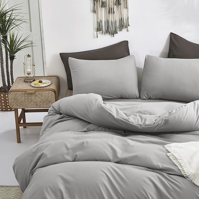 Cottonight Silver Grey Comforter Sets King Light Grey Bedding Comforter Set Pale Grey Color Blanket Quilts Soft Breathable Durable Bedding Comforter Sets