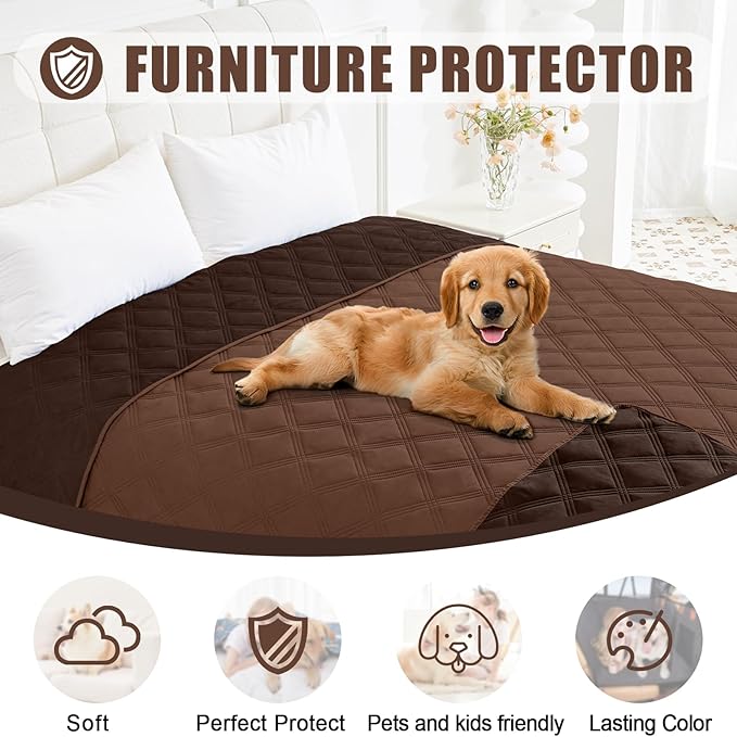 Smiry Waterproof Dog Bed Cover Blanket 40x80, Soft Reversible Pet Blanket, Washable Leakproof Cats Dogs Couch Cover for Sofa, Couch, Furniture, Brown/Chocolate