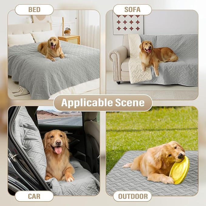 BOCTOPUG Dog Bed Cover for Pets Blankets Rug Pads for Couch Protection Waterproof Bed Covers Dog Blanket Furniture Protector Reusable Changing Pad (Light Grey+Ivory, 62"x82")