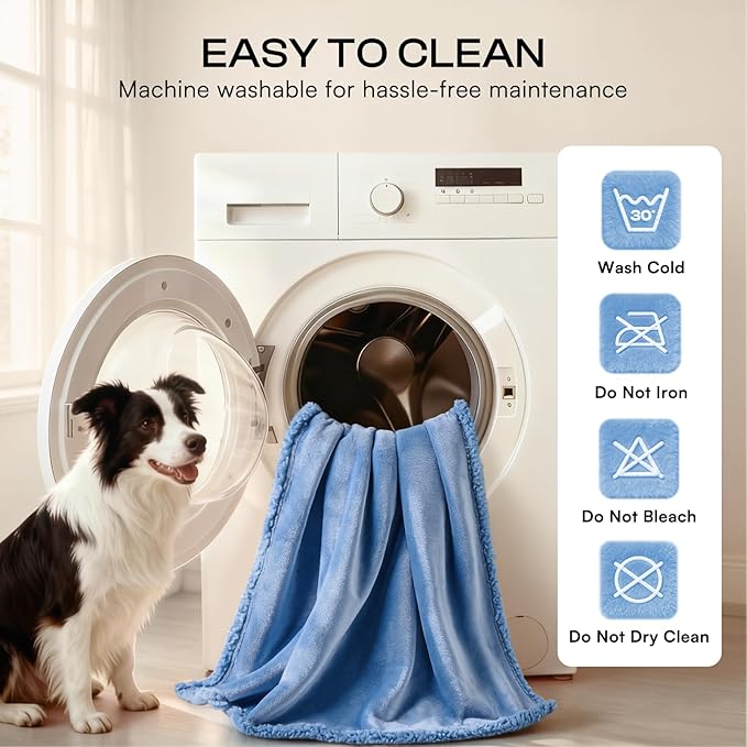 Luciphia Waterproof Pet Blanket, Liquid Pee Proof Dog Blanket for Sofa Bed Couch, Reversible Sherpa Fleece Furniture Protector Cover for Small Medium Large Dogs Cats, Navy Blue Large(65" x 57")