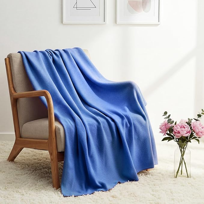 Kinlop Fleece Blanket Bulk 60 x 50 Inch Soft Lightweight Fleece Cozy Blanket Warm Throw Plush Pet Throw for Bed Couch Sofa Home Office Wedding Gifts Travel Camping(Deep Sea Blue)