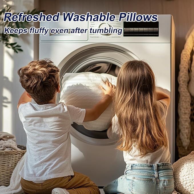 King Size Pillows Set of 4 Hotel Collection Bed Pillow for Sleeping King Pillows 4 Pack for Back, Stomach or Side Sleepers Soft and Supportive Washable Pillow for Bedroom