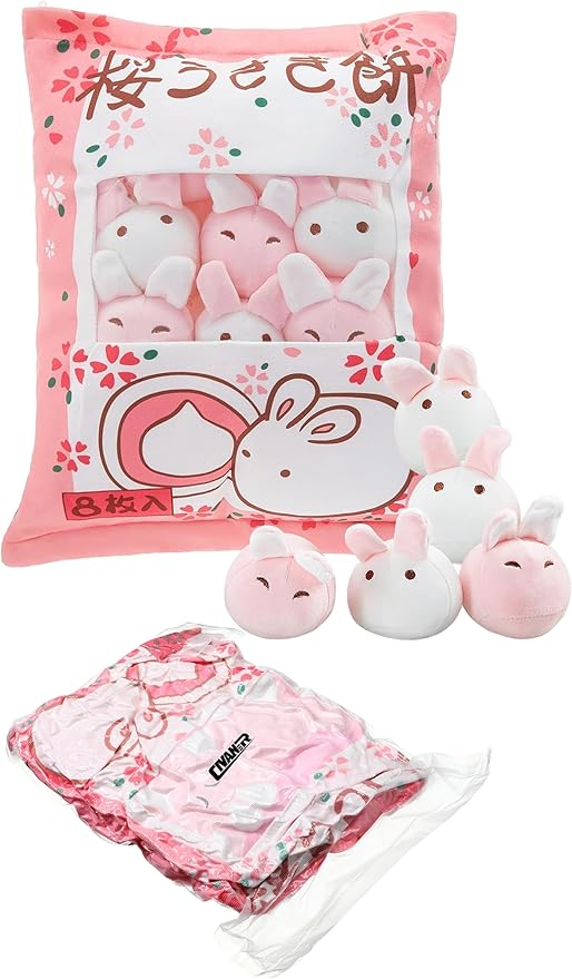 Civaner Cute Plush Pillow Kawaii Room Decor Throw Pillow Removable Stuffed Animal Fluffy Christmas Home Decor Gifts(Bunny)