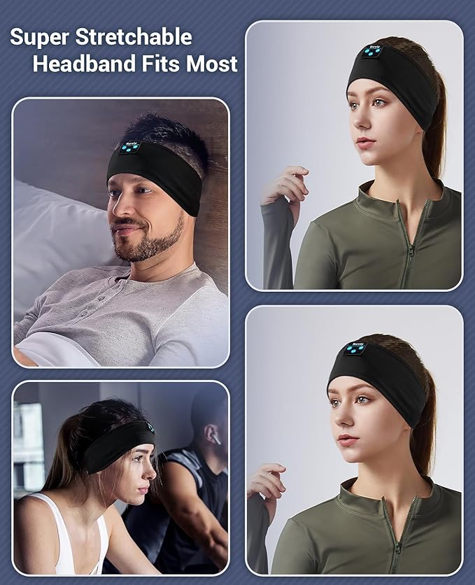 Navly Sleep Headphones Bluetooth Headband, Wireless Headband Headsets with Thin Speakers, Sleep Earbuds, Sleeping Headphones for Workout Running Yoga Sports Gift for Men Women
