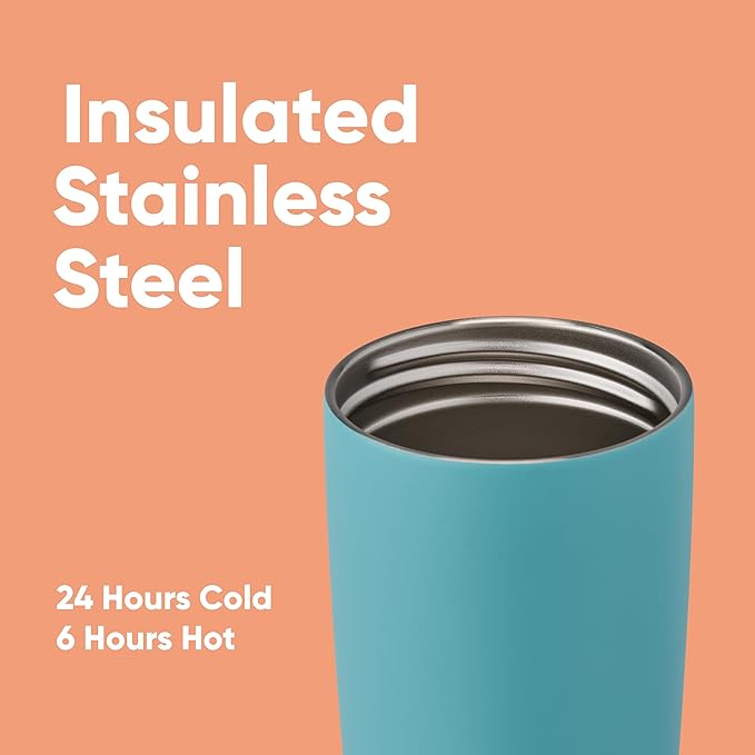 Owala SmoothSip Slider Insulated Stainless Steel Coffee Tumbler, Reusable Iced Cup, Hot Coffee Travel Mug, BPA Free, Grey/Blue (Beachy Breeze) 20 oz(Pack of 8)