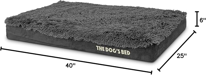 The Dog’s Bed Orthopedic Memory Foam Dog Bed Mattress, Fur Fabric, Grey Fur, L, 6-Inch