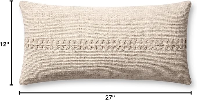Loloi Chris Loves Julia Harvey Collection PCJ0018 Ivory 12'' x 27'' Cover w/Down Pillow
