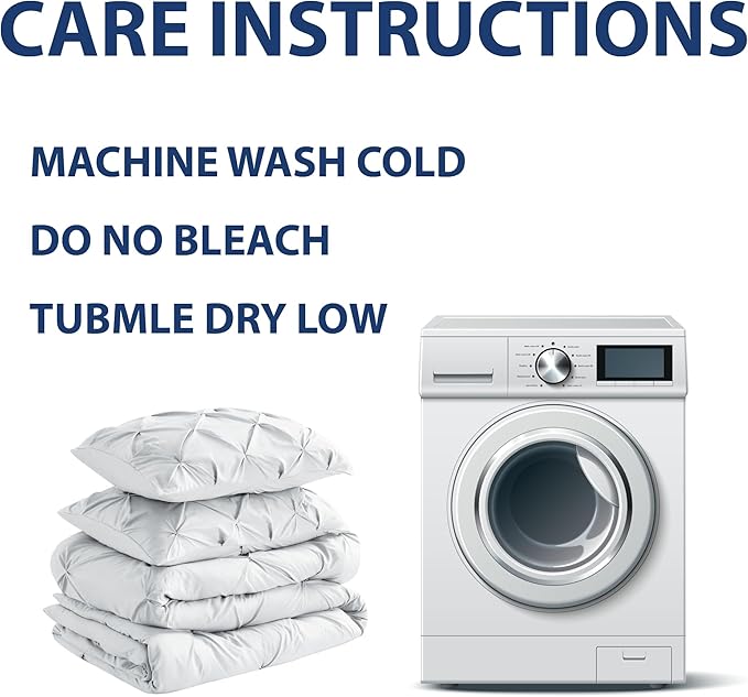 Cathay Home Twin Bedding - Pintuck 2-Piece Comforter and Sham Set - Ultra Soft & All Season Warmth - White