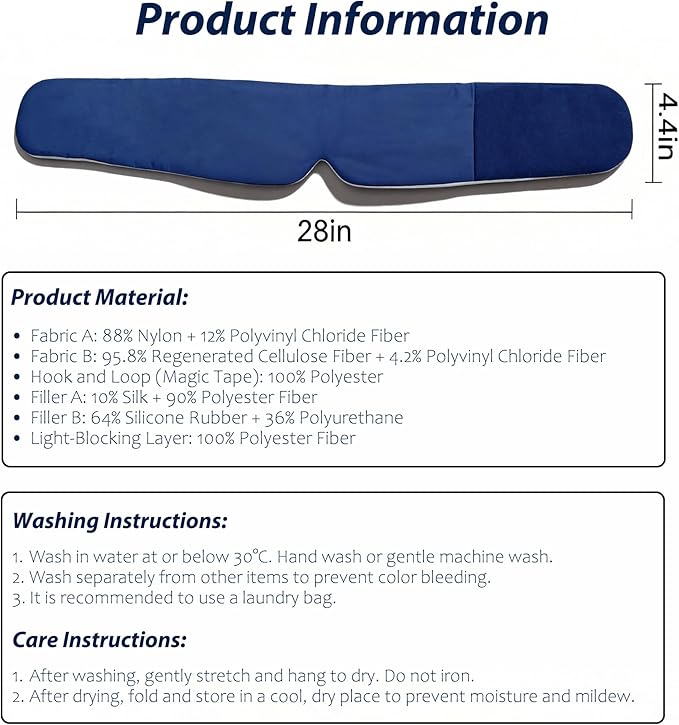 Deep Sleep Eye Mask 3.0 - Adjustable & Light-Blocking with Upgraded Silicone Seal, Dual-Sided Design(Ice-Silk & Wood Fiber), Zero-Pressure & Ultra-Soft for Side Sleepers and Travel (Blue)