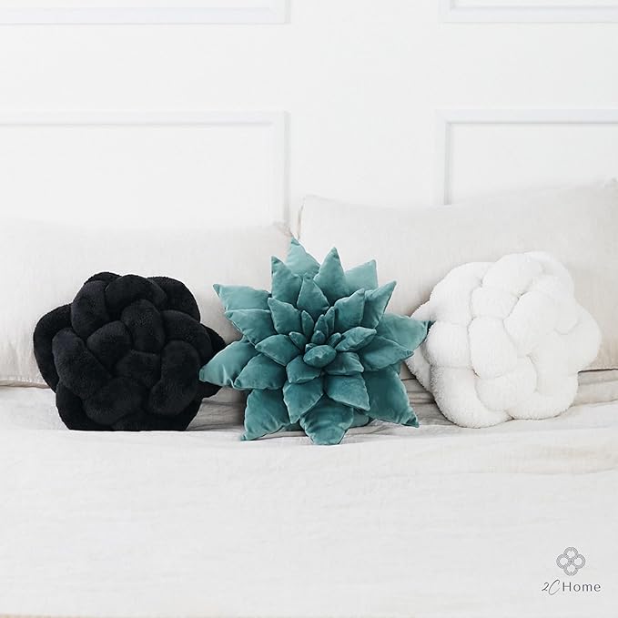3D Mist Green Plant-Inspired Pillow | Large 17 Inch Plant Pillow | Cute Decorative Throw Pillow | Soft Plush Decorative Cushion | Plush Cushions for Bedroom and Home Decoration