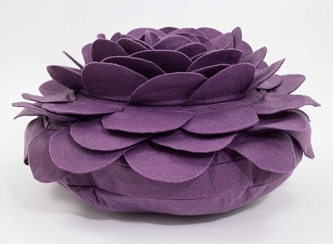 Fennco Styles Eva's Flower Garden Decorative Filled Throw Pillow 13" Round - Violet Floral Accent Pillow for Home, Couch, Bed, Living Room, Holiday and Office Décor