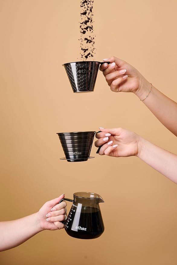 Ethoz® Glass Carafe – Sleek, Borosilicate Glass Pitcher for Brewing & Serving. Ergonomic Design, Calibrated Measurements, and Temperature-Resistant Durability. Perfect for Coffee, Cocktails, and More.