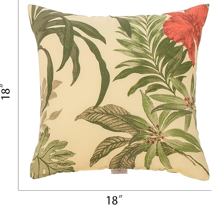 JMGBird Weather-Resistant Outdoor Pillows Set of 2, 18x18 inch Durable Red Flowers Yellow Background Throw Pillows with Inserts for Patio Furniture