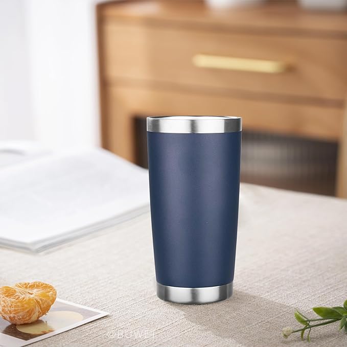 20oz Tumbler with Lid Stainless Steel Insulated Tumblers Travel Coffee Tumbler Bulk Double Wall Vacuum Insulated Water Cup Christmas Gifts for Women Men Her Him Home Office (Navy, 6pack)