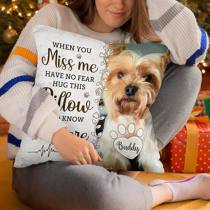 Pawfect House Personalized Pet Memorial Throw Pillow with Photo (Insert Included), Dog Memorial Gifts for Loss of Dog, Pet Memorial Gifts for Dogs, Cats, Loss of Dogs Sympathy Gift
