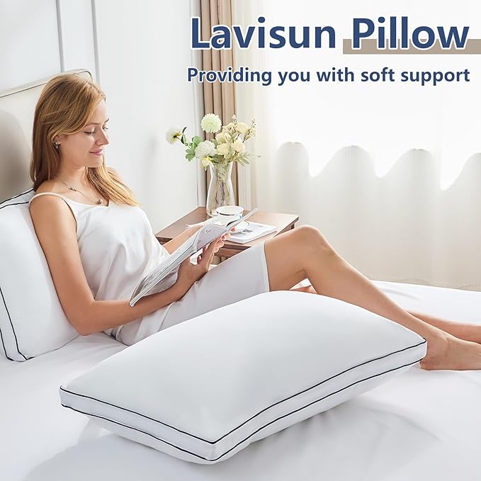 CozyLux Pillows Queen Size Set of 4, Soft and Supportive 3D Down Alternative Bed Pillow for Sleeping 4 Pack White, Luxury Hotel Quality Gusseted Bedding Pillow for Back, Stomach or Side Sleepers 18x28