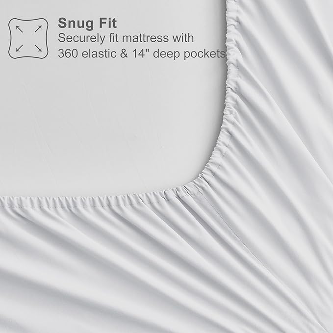 Maple&Stone Full Size Comforter Set 7 Pieces Bed in a Bag - Down Alternative Bed Set with Sheets, Pillowcases & Shams, Soft Reversible Duvet Insert,White