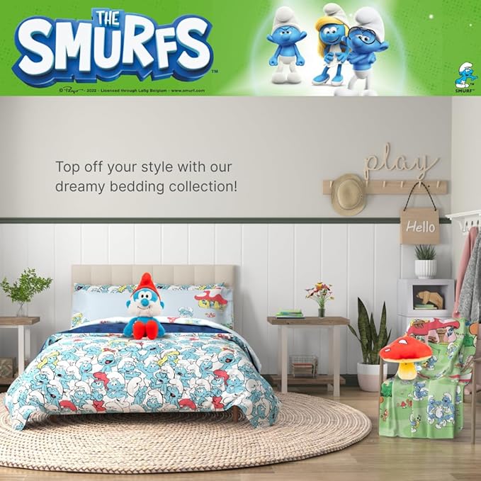 The Smurfs Papa Smurf Bedding Super Soft Cozy Cuddle Pillow Buddy, (Officially Licensed Product) by Franco