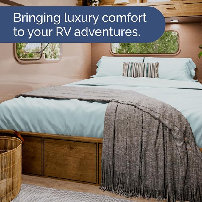 Short Queen RV Size 4 Piece Sheet Set - Comfy Breathable & Cooling Bed Sheets Set - Hotel Luxury Bedding for Women, Men, Kids, Teens, Boys & Girls - Deep Pockets & Wrinkle Free - Oeko-Tex - Ice Blue