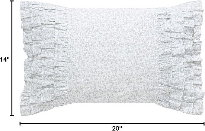 Laura Ashley - Ruffled Throw Pillow, Decorative Home Decor with Envelope Closure (Chloe Blue, 14" x 20")