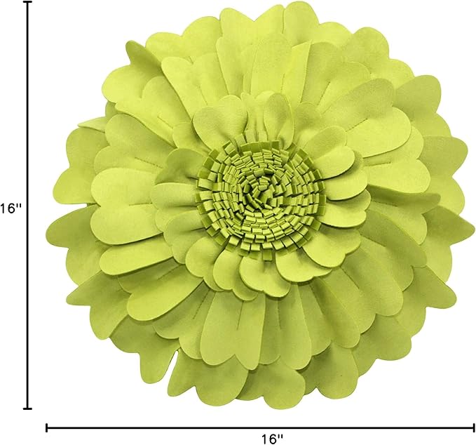 Contempo Lifestyles Flower Pillow – Decorative Pillow 3D Round Throw Pillows for Home Décor – Handmade Sweetheart Flower Pillow for Bed & Couch-Sunflower Pillow - 16 Inch Lime