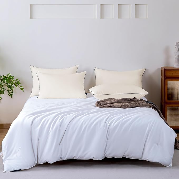 GOHOME Pillows Queen Size Set of 4 - Bed Pillows for Sleeping 4 Pack, Cooling Supportive Hotel Pillows with Premium Soft Down Alternative Fill for Side Stomach and Back Sleepers