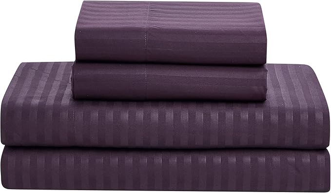 Queen Comforter Set 8 Piece Bed in a Bag with Bed Skirt, Fitted Sheet, Flat Sheet, 2 Pillowcases, 2 Pillow Shams, Queen, Dobby Purple
