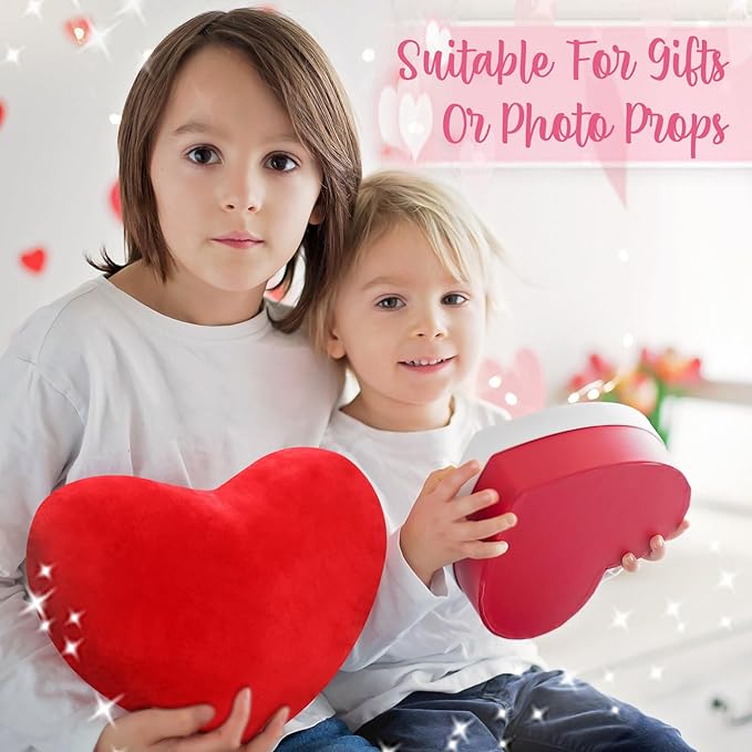 Marsui Valentine Red Heart Pillow Cute Plush Cushion Throw Pillows Soft Stuffed Heart Solid Color Decorative for Sofa Bedroom Gift(3 Pcs,15 x 12 Inch)