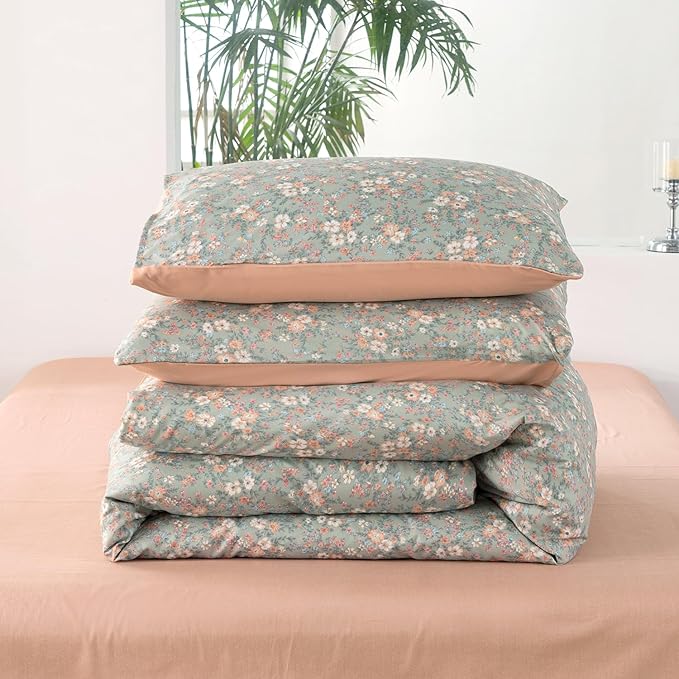 Floral Queen Comforter Set Soft Cute Floral Bedding Comforter Sets Garden Style Flower Print Botanical Flowers Queen Comforter Set for All Seasons 1 Comforter and 2 Pillowcases
