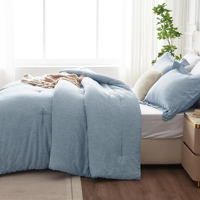 CozyLux Twin/Twin XL Comforter Set Dorm Bedding - 2 Pieces Blue Twin Extra Long Soft Luxury Cationic Dyeing Comforter for College, Breathable Lightweight Bed Sets with 1 Comforter and 1 Pillow Sham