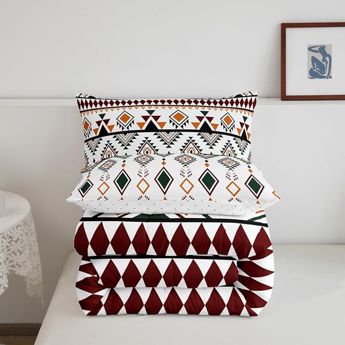 Erosebridal Rustic Western Comforter Set Full Size, Bohemian Aztec Southwestern Bedding Set for Kids Boys Teens Adult Bedroom, Vintage American Native Duvet Insert Indian Exotic Geometric Quilt